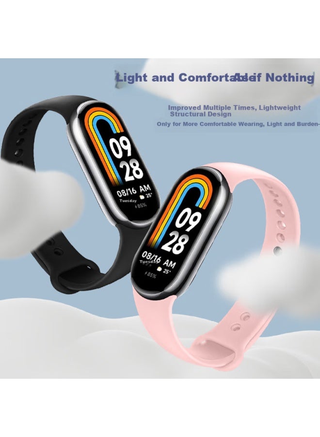 Freeson Compatible With Xiaomi Band 8/Nfc/9 Version, Wristband, Smart Sports Bracelet, Versatile Quick-Release Strap, Detachable Replacement, Liquid Silicone Skin-Friendly Soft Strap, Pink - Image 2