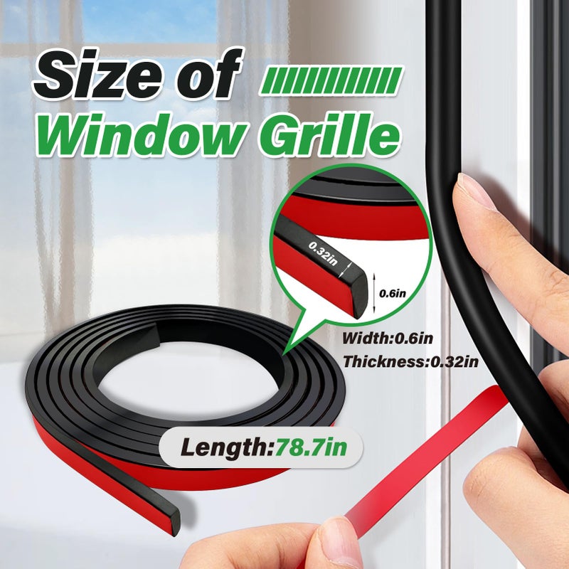 KEOHOLI 5 PCS Window Grid Kit, 32.8ft Peel and Stick Window Grids, DIY Window Grille Inserts Grid Kit, Cuttable Wall Trim Molding Door Frames (Black) - Image 3
