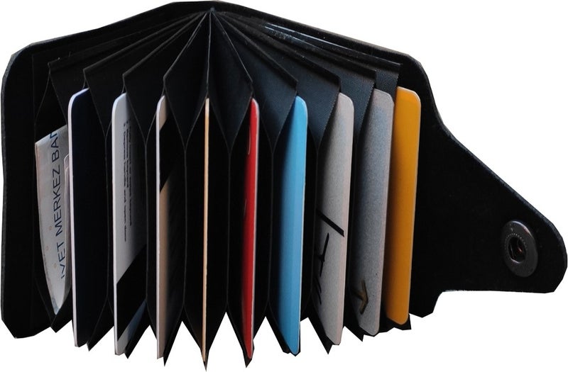 Kemer Dünyası Unisex 10 Compartment New Small Mold Accordion Leather Credit Card Holder Wallet  - Image 1