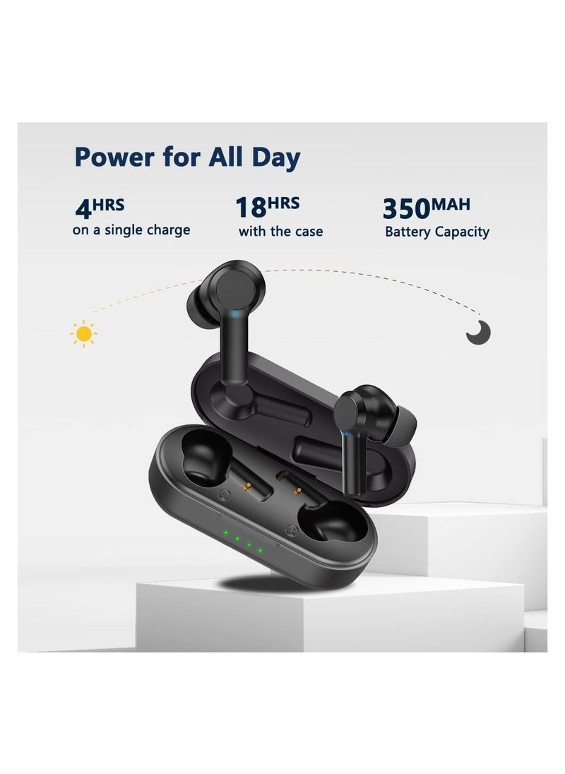 Arabest - Wireless Earphones Bluetooth 5 Earbuds In Ear Stereo Sound TWS Headphones Touch Control Headset with Mic IPX5 Waterproof Premium Secure Fit for Sport Workouts and Running Black - Image 1