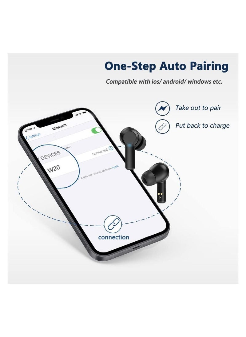 Arabest - Wireless Earphones Bluetooth 5 Earbuds In Ear Stereo Sound TWS Headphones Touch Control Headset with Mic IPX5 Waterproof Premium Secure Fit for Sport Workouts and Running Black - Image 1