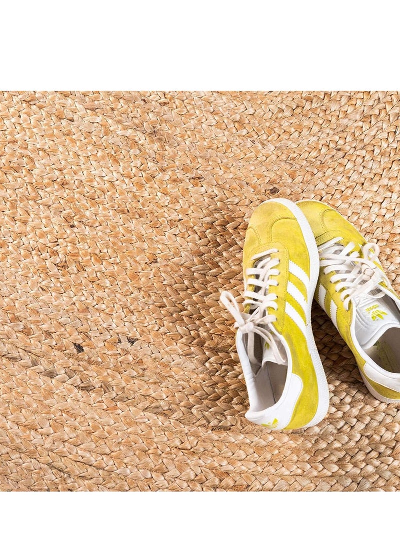 LINGWEI Jute Rug Carpet Round Beige 120x120cm - Image 4