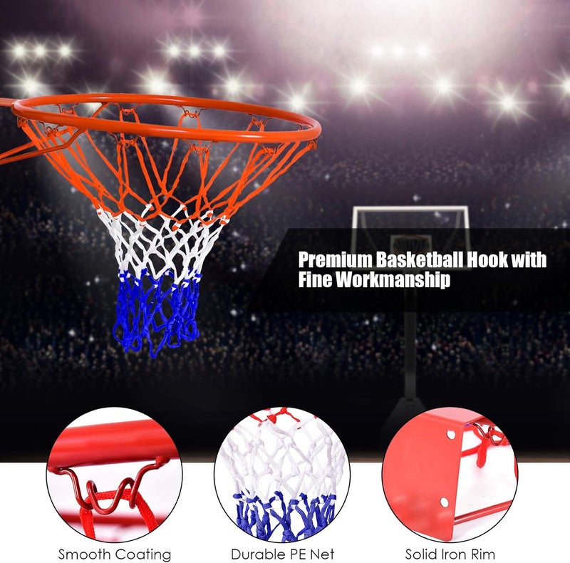 GYMAX Basketball Rim, 18'' Heavy Duty Wall Mounted Basketball Rim Indoor Outdoor Hanging Basketball Goal for Kids Adult - Image 2