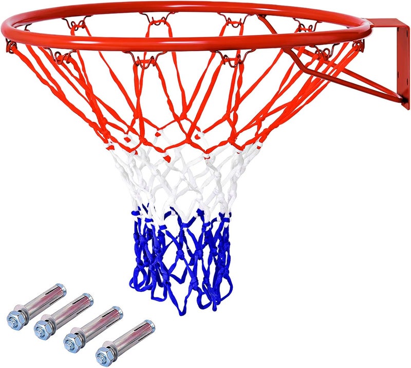 GYMAX Basketball Rim, 18'' Heavy Duty Wall Mounted Basketball Rim Indoor Outdoor Hanging Basketball Goal for Kids Adult - Image 1