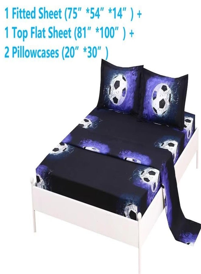 SDIII 4PCS Soccer Sheets Set Full, Soft Microfiber Sports Sheet Deep Pocket, Sports Themed Full Size Sheets for Boys Girls Kids Teens All Season - Image 2