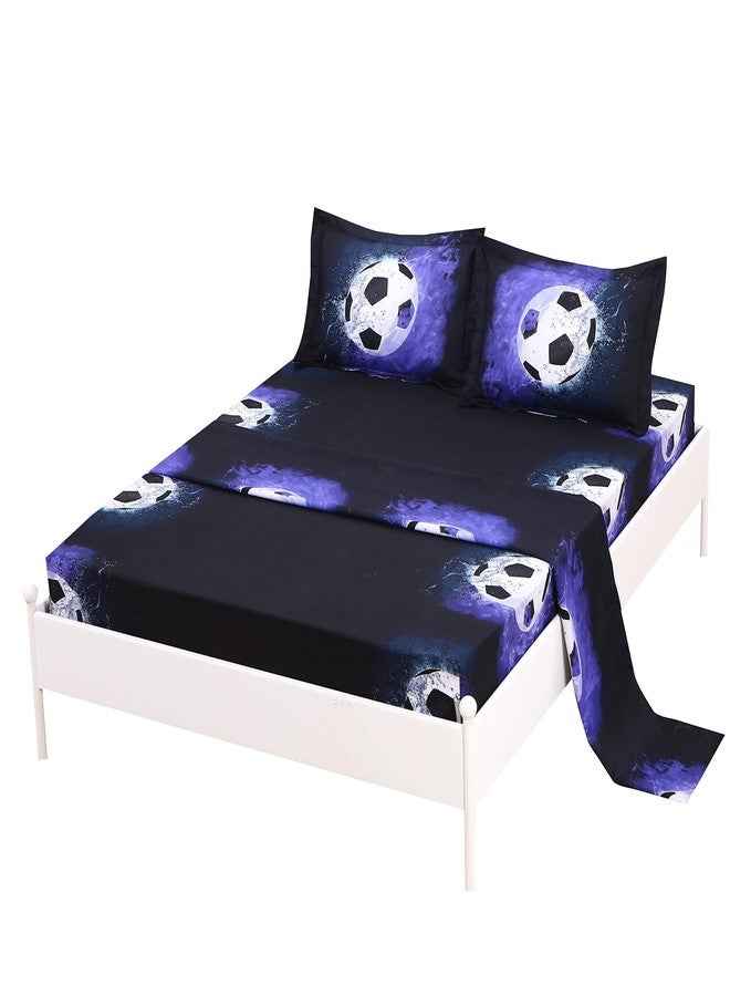 SDIII 4PCS Soccer Sheets Set Full, Soft Microfiber Sports Sheet Deep Pocket, Sports Themed Full Size Sheets for Boys Girls Kids Teens All Season - Image 1