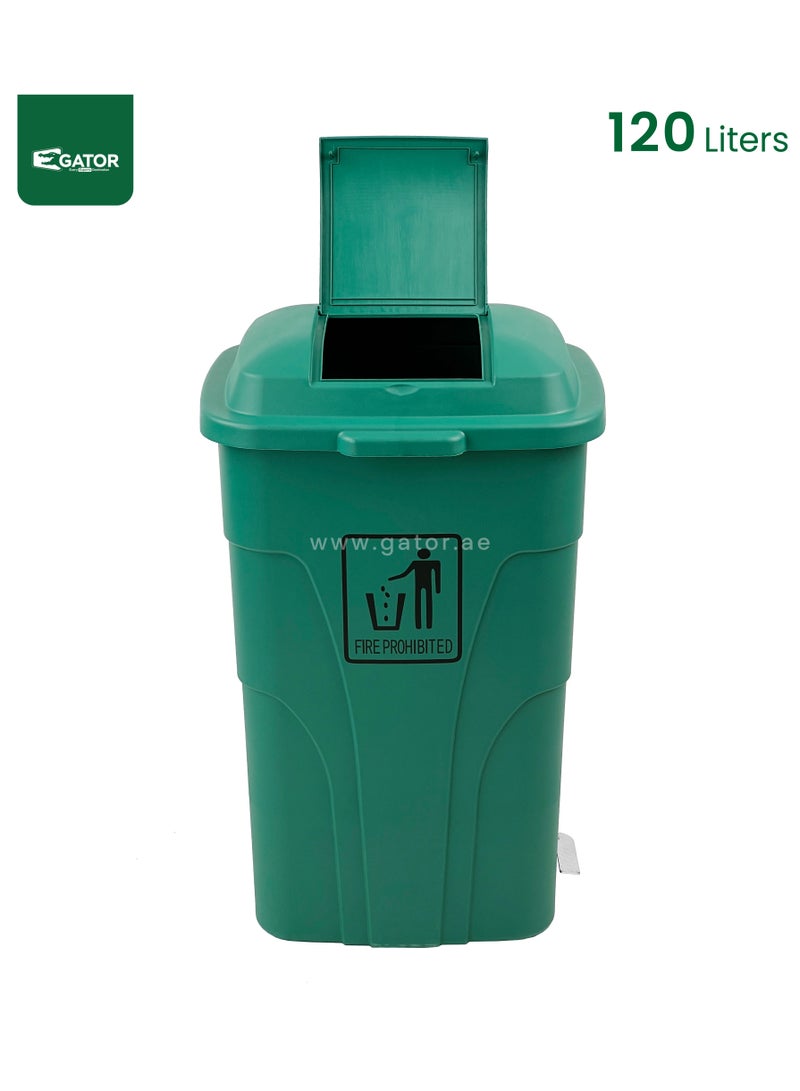 جاتور سلة مهملات جاتور بلاستيكية بغطاء دواسة 120 لتر أخضر - Image 2