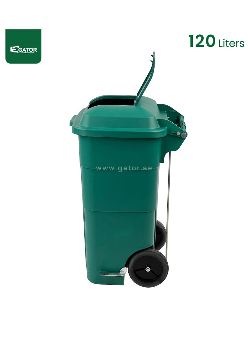 جاتور سلة مهملات جاتور بلاستيكية بغطاء دواسة 120 لتر أخضر - Image 3