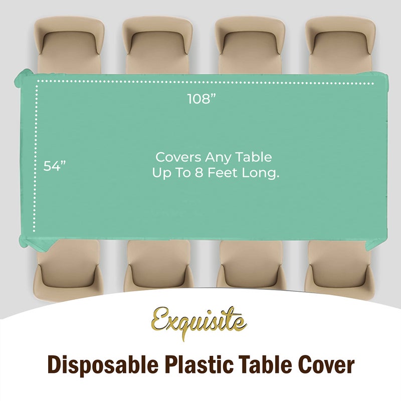 Exquisite 12-Pack Premium Plastic Tablecloth 54in. x 108in. Rectangle Table Cover - Lig... - Image 4