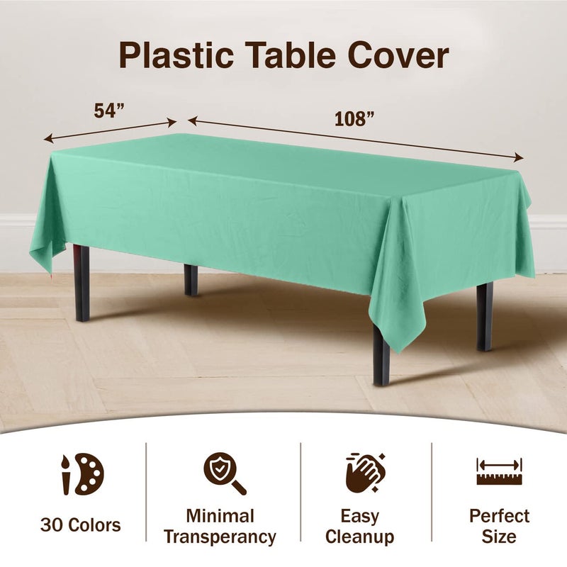 Exquisite 12-Pack Premium Plastic Tablecloth 54in. x 108in. Rectangle Table Cover - Lig... - Image 3