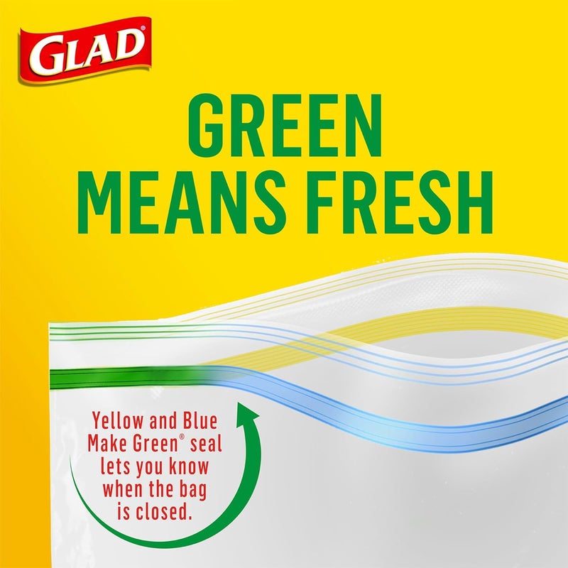 Glad Zipper Food Storage Plastic Bags, Gallon Size, 20 Count - Airtight Seal for Freshness - Image 2
