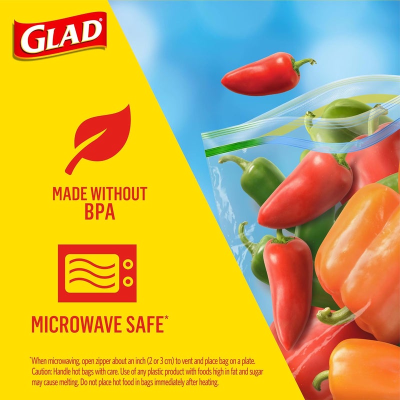 Glad Zipper Food Storage Plastic Bags, Gallon Size, 20 Count - Airtight Seal for Freshness - Image 3