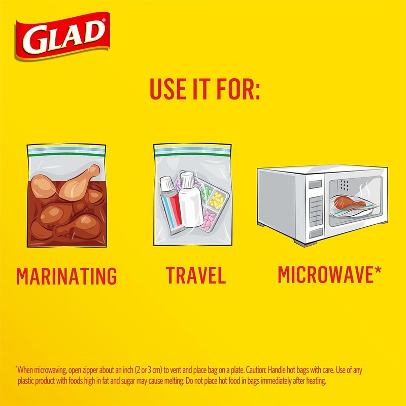 Glad Zipper Food Storage Plastic Bags, Gallon Size, 20 Count - Airtight Seal for Freshness - Image 4
