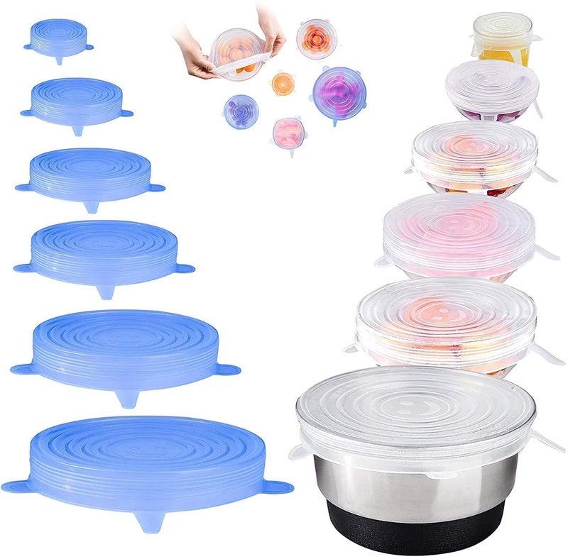 INKIES Silicone Reusable Flexible Lids Forfood Covers Containers Stretch Wrap And Seal Lids, Silicon Food Wrap For Bowl Kitchen (Pack of 6) - Image 1