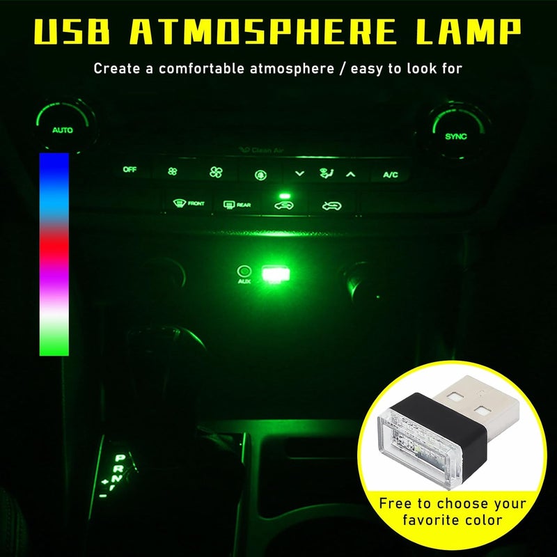 Augeny 6 PCS USB LED Car Interior Atmosphere Lamp, Plug-in USB Decor Night Light, Portable Auto Ambient Lighting Kit, Universal Vehicle Interior Accessories for Most Cars (6 Colors) - Image 4