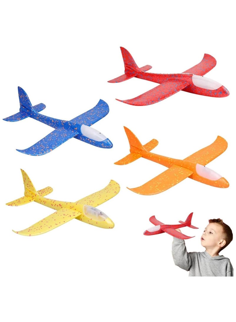 Home Smart Home Smart Foam Airplane Set of 4 Pcs Assorted Color LED Light Flying Airplane Manual Throwing Outdoor Activity Toy for Kids Ideal for Birthday Gift - Image 1