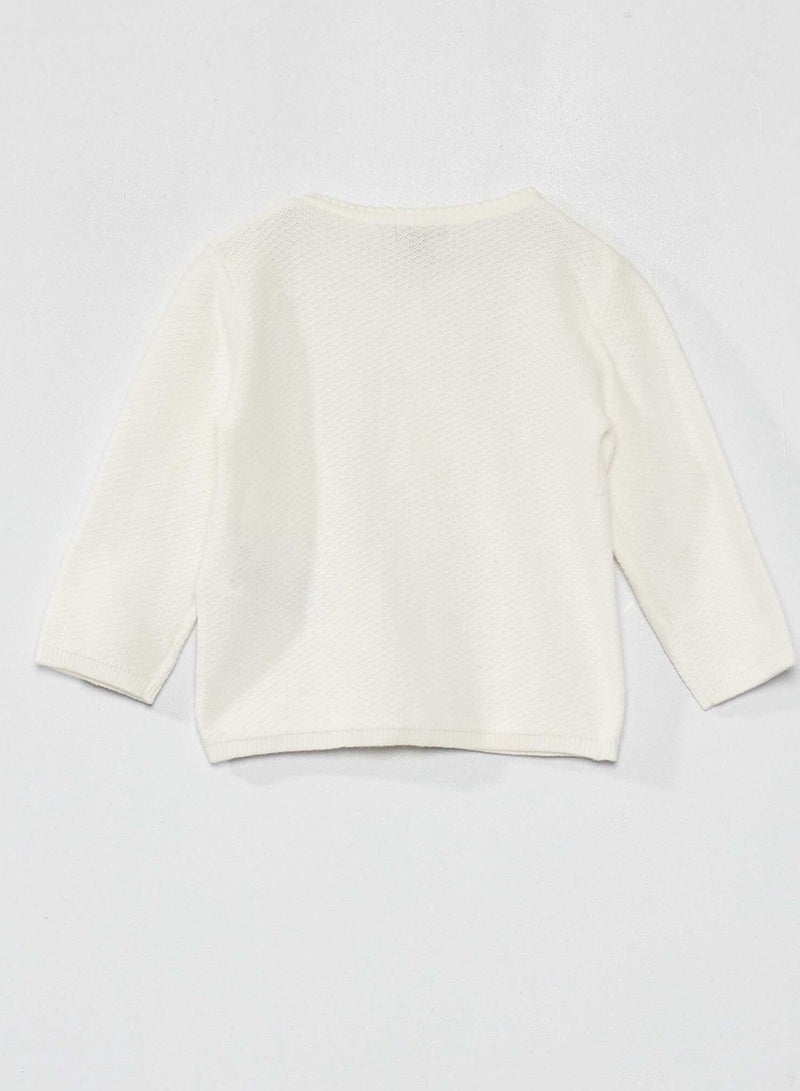 Kiabi Decorative Knit Cardigan White - Image 2