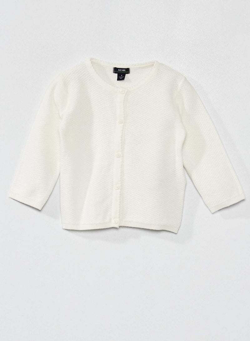 Kiabi Decorative Knit Cardigan White - Image 1