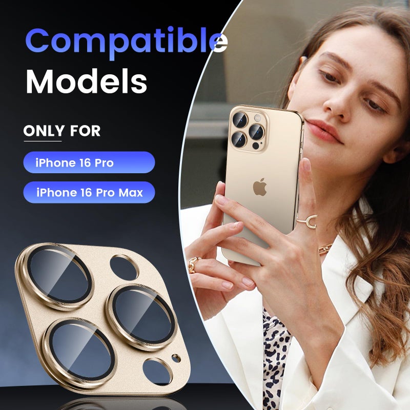 Tensea for iPhone 16 Pro/iPhone 16 Pro Max/iPhone 14 Pro/iPhone 14 Pro Max Camera Lens Protector, Metal Aluminum Alloy Tempered Glass Cover Camera Screen Protector Accessories, Case Friendly - Image 2