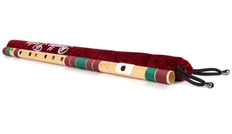 Radhe Flutes بانسوري وسطى طبيعي لليد اليمنى | مارون وأخضر داكن | مضبوط مع تانبورا A=440Hz | فلوت PVC + غلاف مخملي + دروس فلوت بالهندية والإنجليزية - Image 4