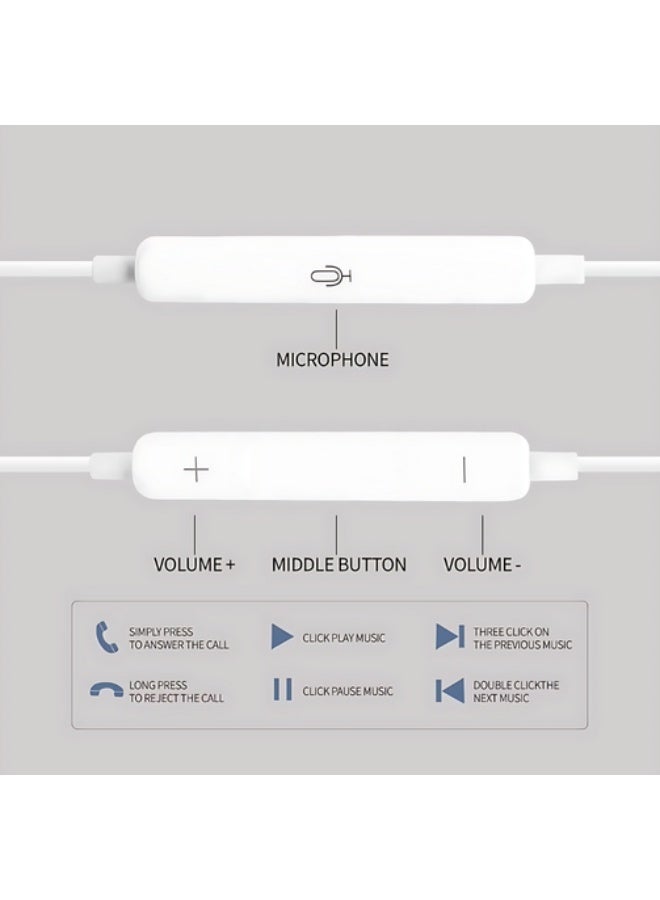 YMak Electronics YMak Earpods with USB C Wired Earbuds with Microphone & Volume Control, In-ear Headphones for iPhone 15 Pro Max, iPad Pro/Air, Samsung (White) - Image 3