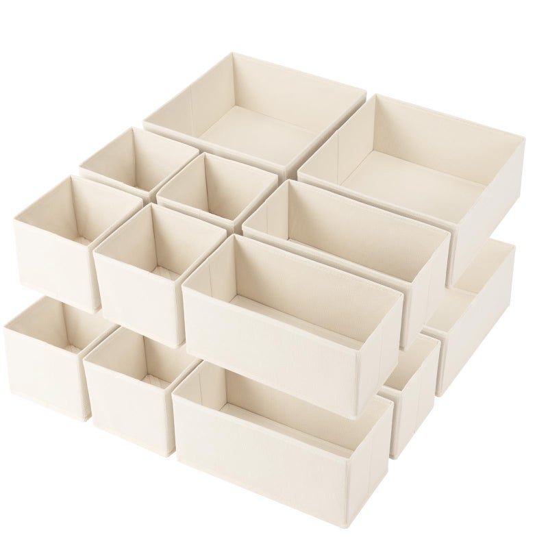 Criusia Drawer Organizer Clothes,16 Pack Underwear Drawer Organizers, Foldable Closet Organizers and Storage Dresser Drawer Dividers Clothing Organizer for Clothes, Socks, Scarves, Bra, Ties (Beige) - Image 1