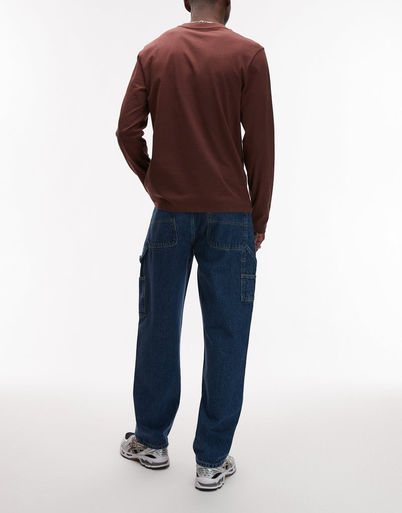 TOPMAN Straight Carpenter In Mid Wash Jeans - Image 2