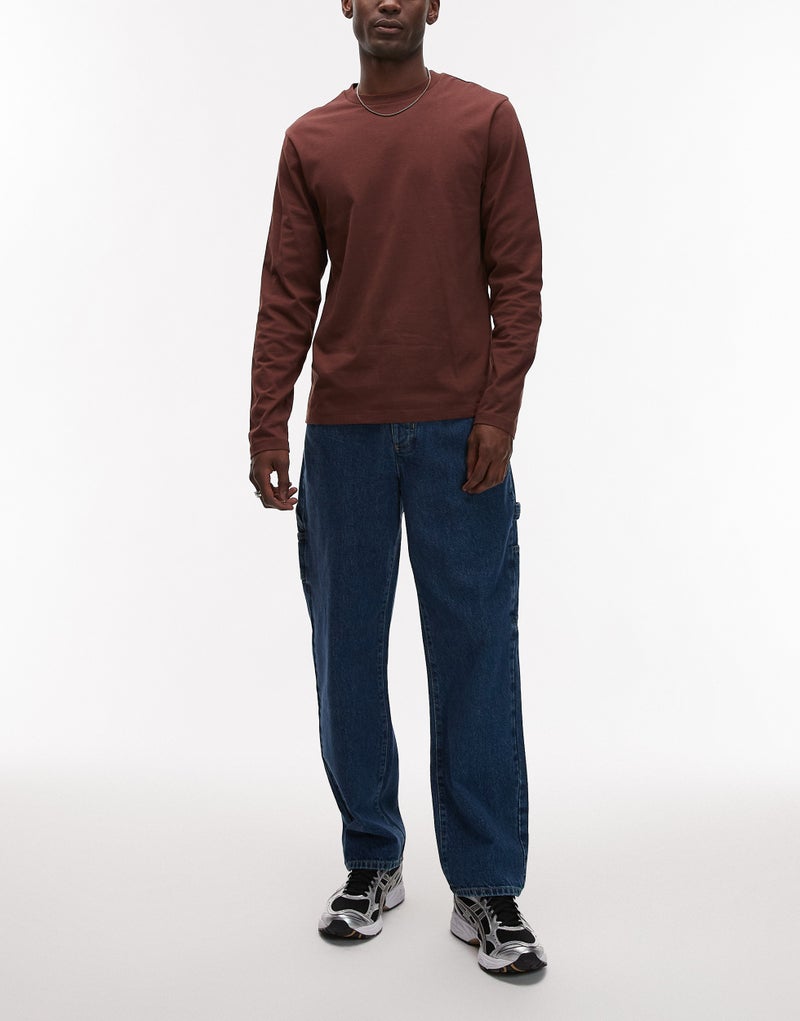 TOPMAN Straight Carpenter In Mid Wash Jeans - Image 1