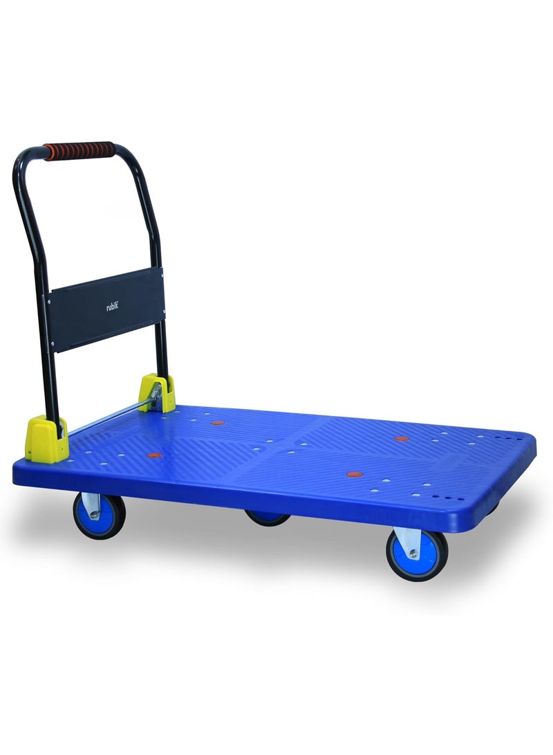 Rubik Platform Flatbed Trolley with 800kg Weight Capacity, Foldable Moving Hand Truck, Push Cart Dolly for Pulling Moving Goods Cartons (Blue/Black/ 2X-Large, 120x70cm)  - Image 2