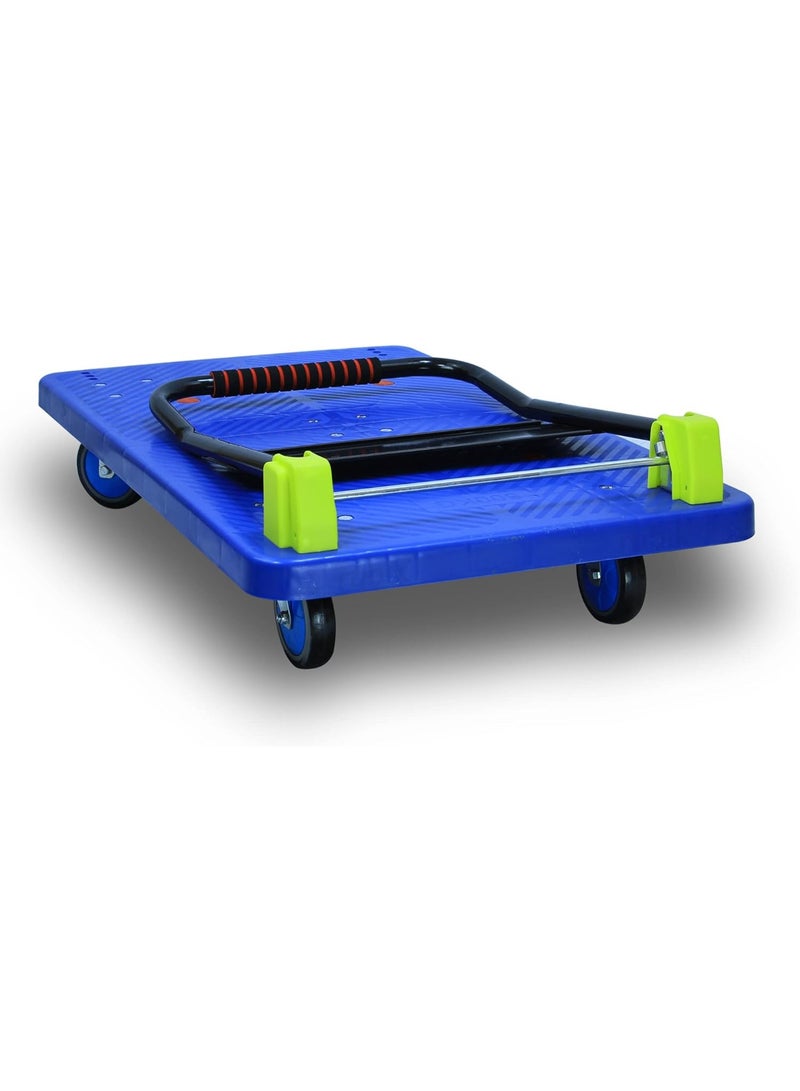 Rubik Platform Flatbed Trolley with 800kg Weight Capacity, Foldable Moving Hand Truck, Push Cart Dolly for Pulling Moving Goods Cartons (Blue/Black/ 2X-Large, 120x70cm)  - Image 4