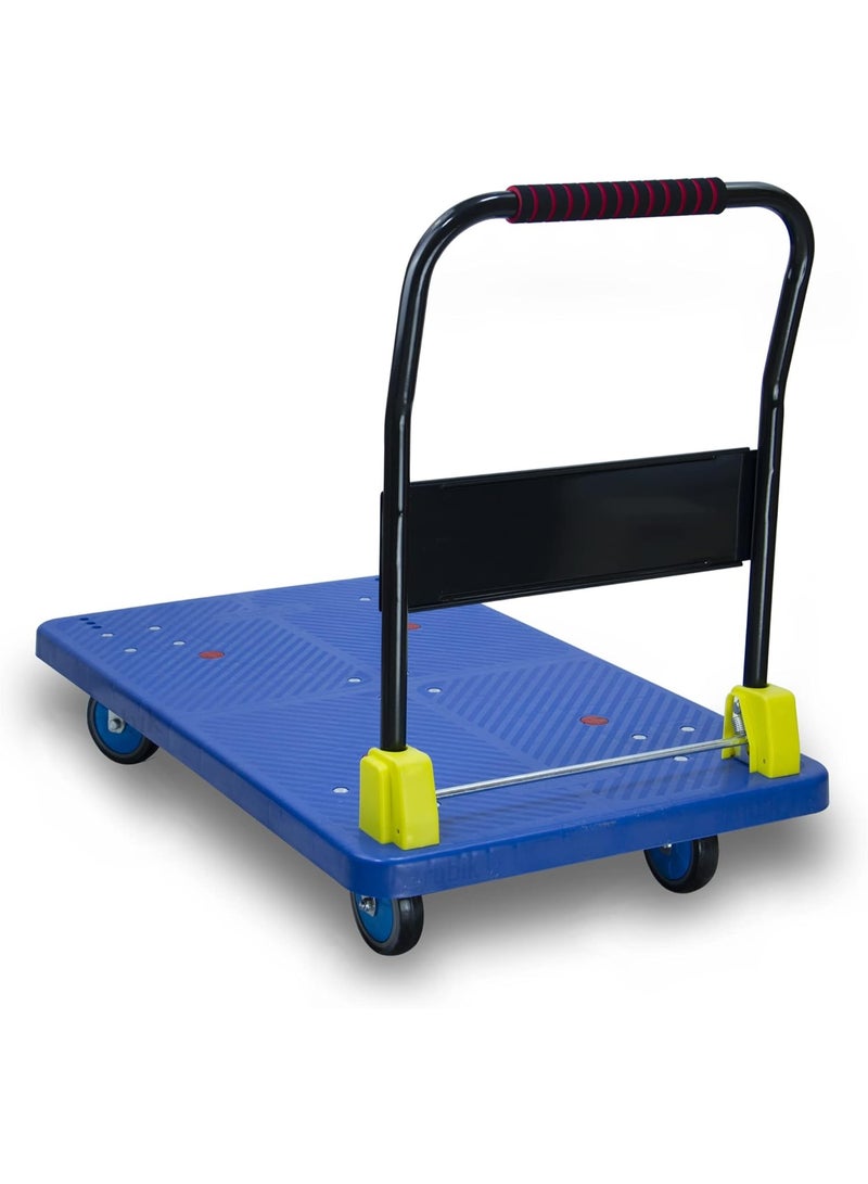 Rubik Platform Flatbed Trolley with 800kg Weight Capacity, Foldable Moving Hand Truck, Push Cart Dolly for Pulling Moving Goods Cartons (Blue/Black/ 2X-Large, 120x70cm)  - Image 3