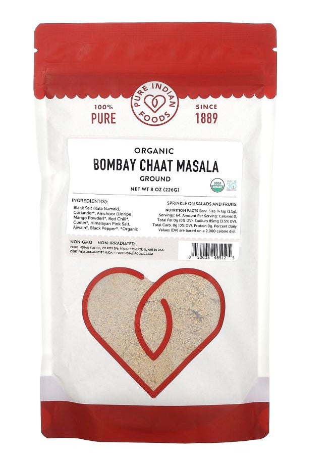 Pure Indian Foods - Organic Bombay Chaat Masala Ground 8 oz (226 g) - Image 1
