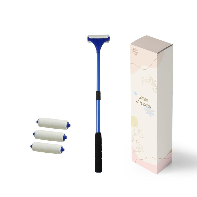 EASACE Lotion Applicator for Back,Portable 21inch Lotion Applicator with Long Handle,Extension Back Applicator Lotion with 3 Replacement Roller for Back self(Blue) - Image 4
