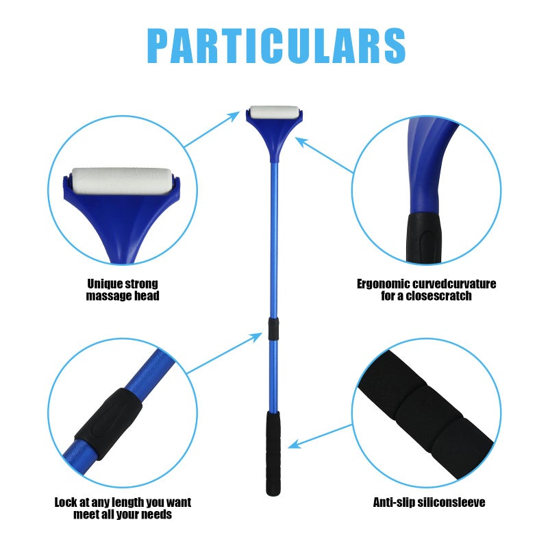 EASACE Lotion Applicator for Back,Portable 21inch Lotion Applicator with Long Handle,Extension Back Applicator Lotion with 3 Replacement Roller for Back self(Blue) - Image 5