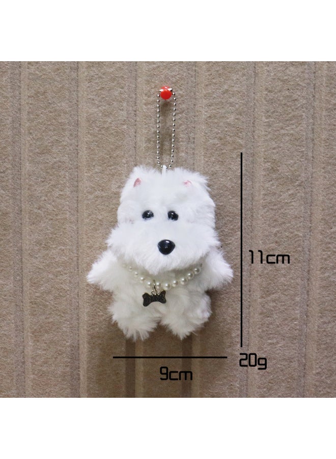 West Highland Plush Pendant Bag Hanging Cartoon Doll Puppy Doll Car Keychain-Specifications:White Necklace Bead Chain Style-Color:Pendant - Image 1