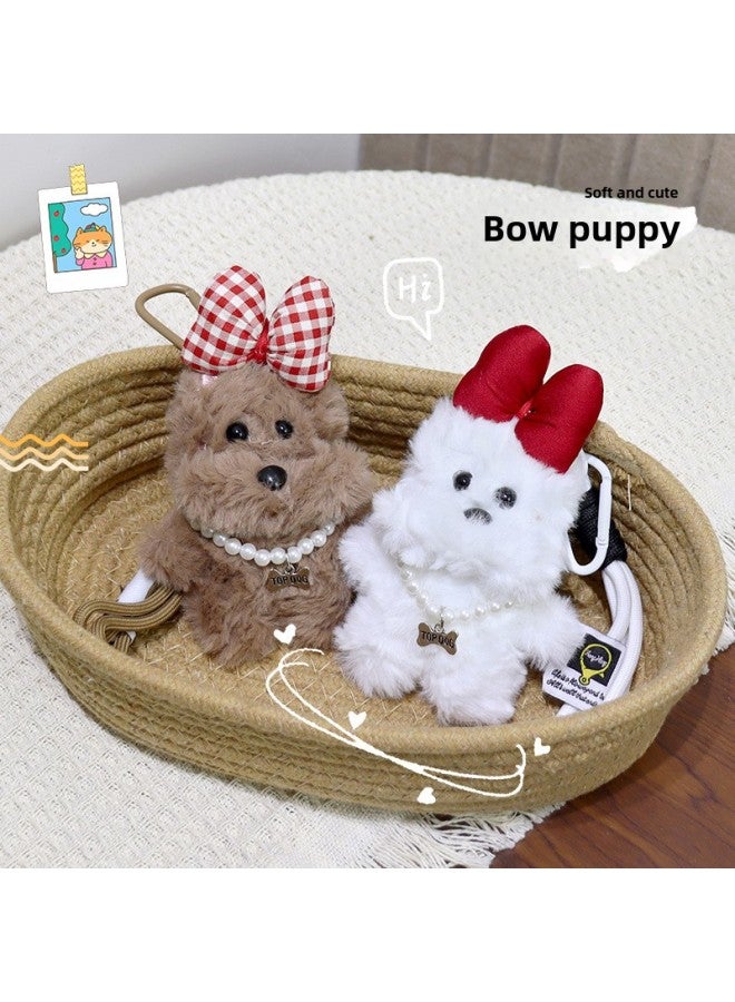 West Highland Plush Pendant Bag Hanging Cartoon Doll Puppy Doll Car Keychain-Specifications:White Necklace Bead Chain Style-Color:Pendant - Image 5