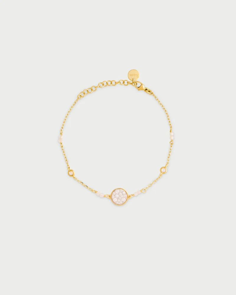 Rue Des Mill Bracelet with bezels and small pav√© circle subject - STRADUST TEN - Yellow Gold