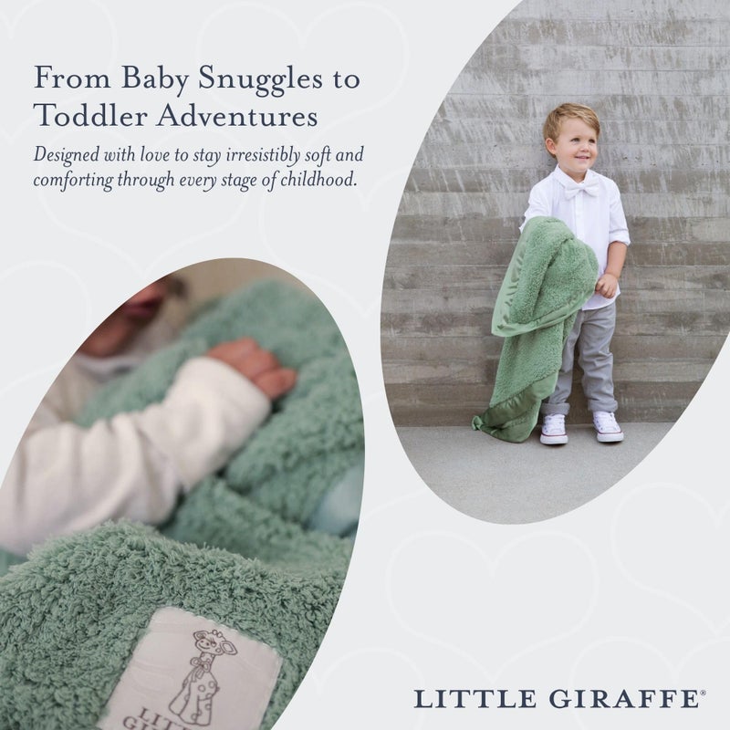 Little Giraffe Chenille Baby Blanket â€“ 29x35â€ Soft Chenille with Satin Trim, Sage | Ultra-Soft, Gentle & Safe, Lightweight & Breathable for Newborns & Toddlers - Image 2