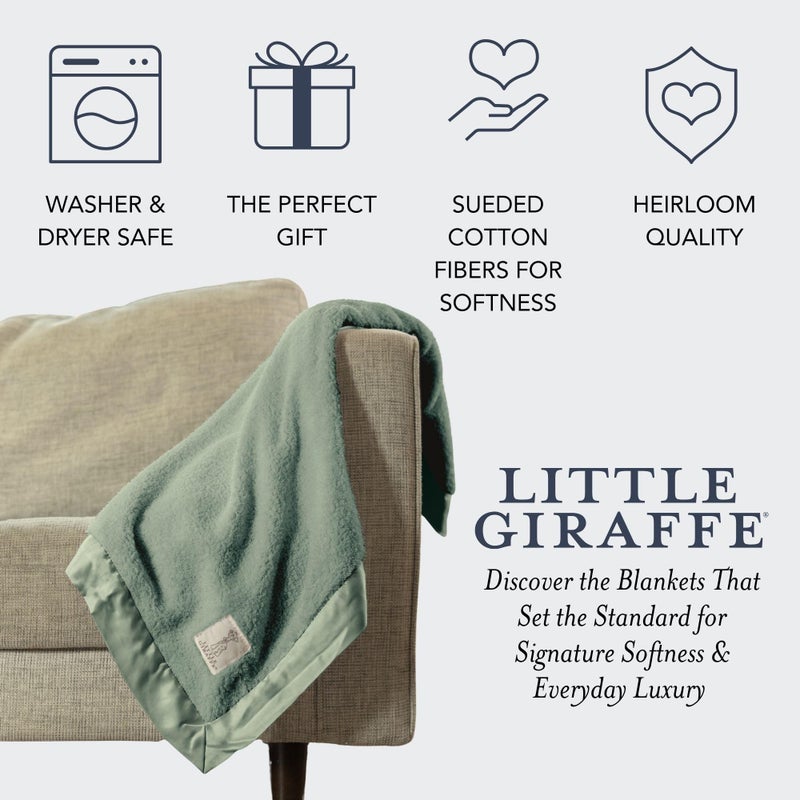 Little Giraffe Chenille Baby Blanket â€“ 29x35â€ Soft Chenille with Satin Trim, Sage | Ultra-Soft, Gentle & Safe, Lightweight & Breathable for Newborns & Toddlers - Image 5