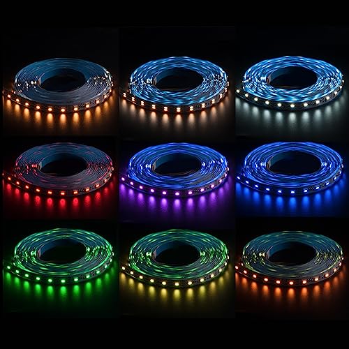 BTF-LIGHTING RGBCCT 5 Colors in 1 LED 5050SMD RGBWW RGB+Dimmable Tunable Color Temperature 2700K-6500K 16.4ft 60LEDs/m 300LEDs DC12V Multi-Colored Tape Lights IP30 White PCB(No Adapter or Controller) - Image 5
