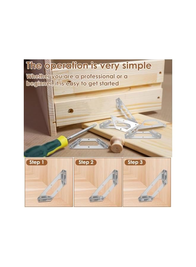 PROMASS موصل زوايا الأثاث الفولاذي المقاوم للصدأ من برومس، دعامات على شكل شبه منحرف للأثاث الخشبي، حوامل زوايا مثلثة قوية، 10 قطع - Image 2