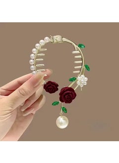 Generic Elegance Hair Grip Red Rose-Pendant 