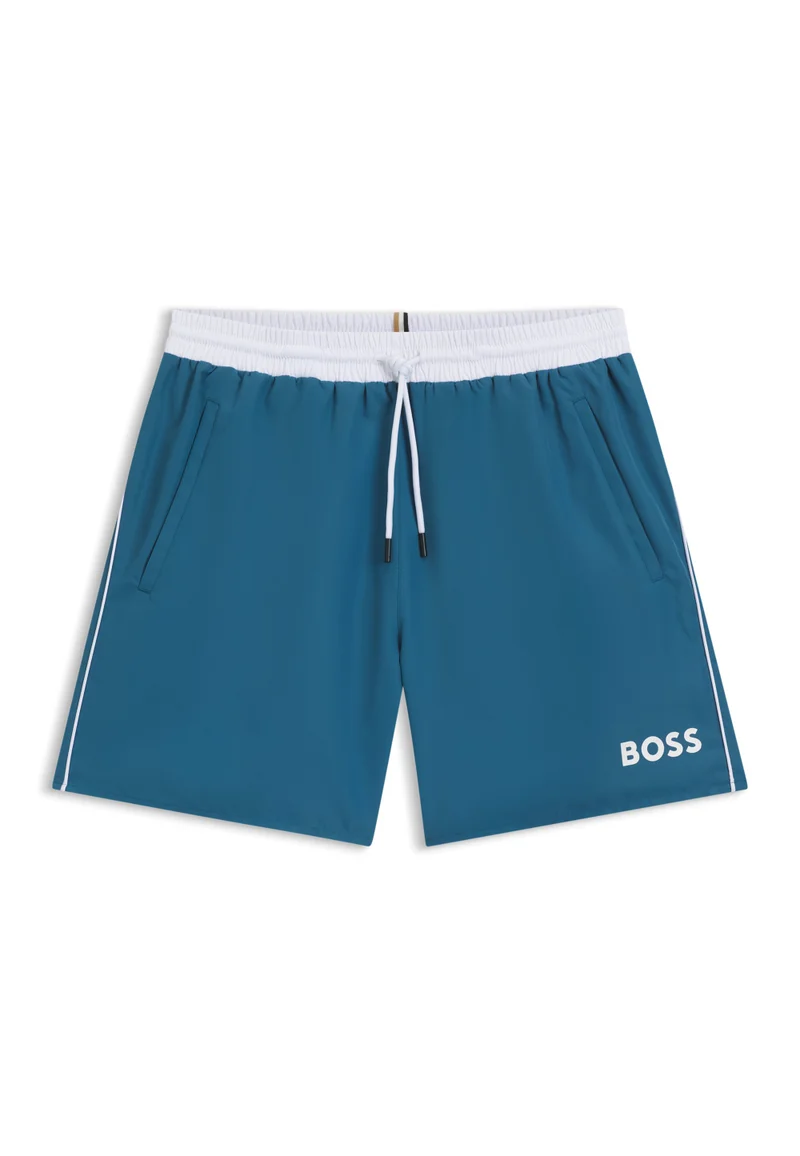 BOSS Swim shorts with contrast logo and piping