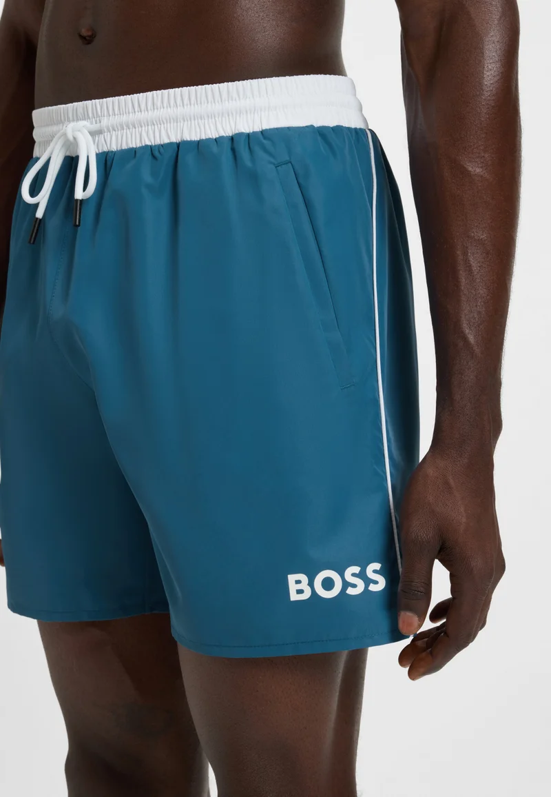 BOSS Swim shorts with contrast logo and piping