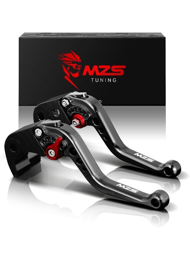 MZS MZS Clutch Brake Levers Short Adjustment Round CNC Black Compatible with FZ07 FZ-07 MT07 MT-07 RM07J 2014 2015 2016 2017 2018 2019 2020  - Image 1