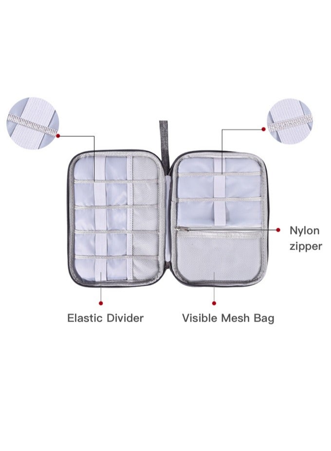 Portable Cable Organizer Bag, Travel Electronic Accessories Organizer Bag, Travel Gear Storage Carrying Sleeve Pouch for USB Cable, Earphones, Power Banks, USB Drive, SD Card, Charger Hard Disk Storage Bag - Image 4