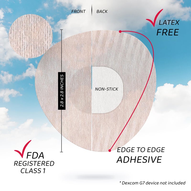 Not Just A Patch Air Dexcom G7 Adhesive Patches (20 Pack) - Stelo CGM & Dexcom G7 Over Patches with Ultra-Hold Durable Sensor Covers - Beige - Image 2