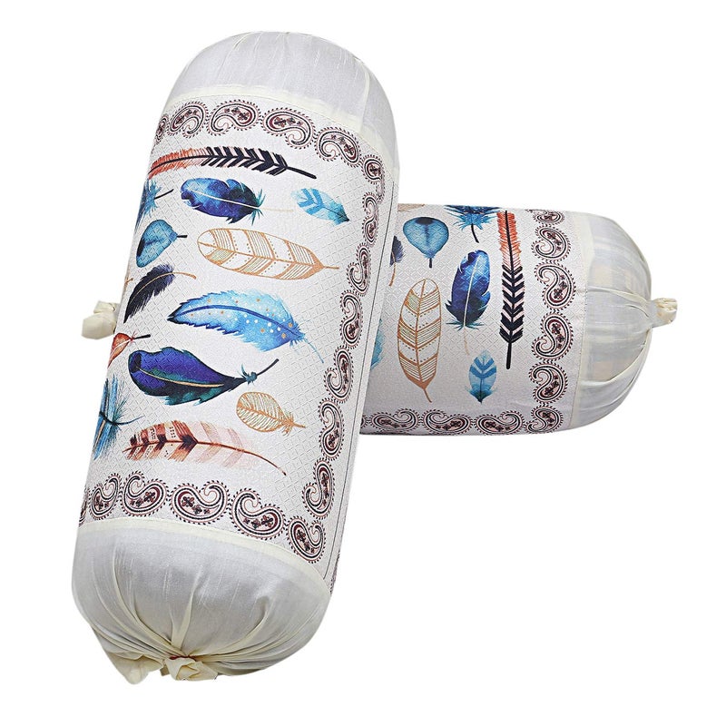 Kuber Industries Kuber Industries Cotton Bolster Cover (Beige, Cream, Standard) - 2 Pieces  - Image 1