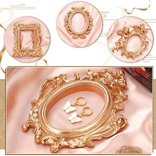Yulejo 10 Pcs Mini Gold Picture Frames Victorian Small Vintage Resin Antique Photo Frame Tiny Baroque Ornate Frame for DIY Jewelry Display Wall Home Wedding Decor, Without Glass or Backing(Gold) - Image 2