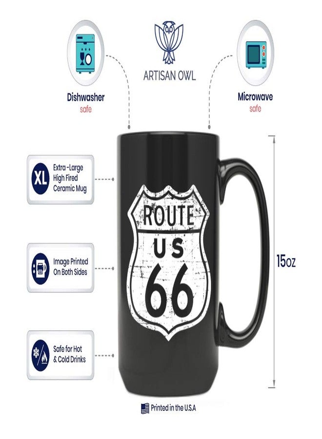 Artisan Owl Route 66 Iconic American Highway - 15oz Large Ceramic Tea & Coffee Cup Perfect Retro Road Trip Souvenir Gift - Image 3
